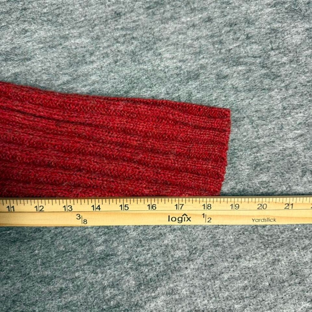 Express Tricot Red Ribbed Mock Neck Sweater Mens Medium Raglan Wool - Picture 3 of 5